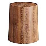 Kichvoe Papelera de Plástico Pp Imitación Madera 15l Tapa Abatible para Hogar y Oficina, Cubo de Basura Grande Decorativo para Baño, Sala y Dormitorio, Bote Resistente y Fácil de Limpiar