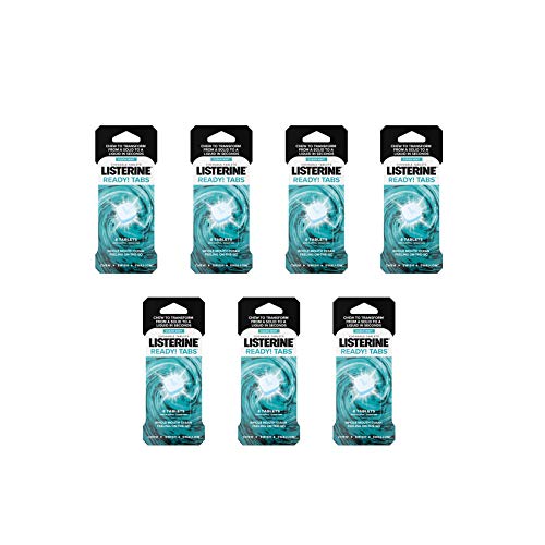 Listerine Ready! Tabs Chewable Mint Tablets with Clean Mint Flavor, Revolutionary 4-Hour Fresh Breath Tablets to Help Fight Bad Breath On-the-Go, Sugar-Free, Alcohol-Free & Kosher, 56 ct