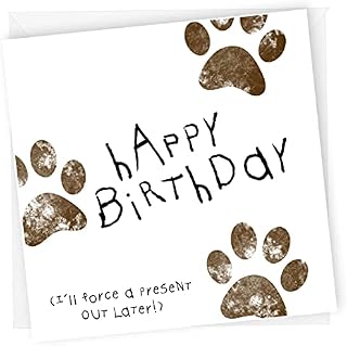 Card From Dog Birthday Card for Female Adult or Dog Owner, Funny Birthday Cards for Her, Size-15x15 cm