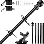 Flag Pole - 1.8m/6FT Wall Mounted Flag Pole Kit with Adjustable Stainless Steel Mounting Bracket for Outside House Garden Yard Outdoor Fence(No flag)