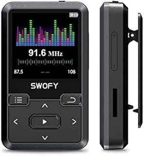 Mini Clip MP3 Player, Portable Wearable MP3 Player with FM Radio,Recording and Pedometer, Supports TF Cards up to 128GB, Clips MP3 Player on Belts, Tops, Armbands or Bags