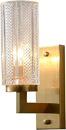 Aplique E14 de latón geométrico con vidrio cilíndrico para iluminación de salones y pasillos de diseño