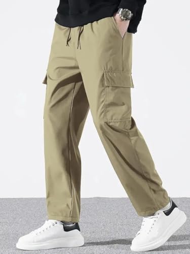 Image of Cargo Pants for Men | Cotton Cargo Trousers|Cargo for Men |Cotton Cargo Pant |Drawstring Waist Pant Multi Pocket Utility Wear