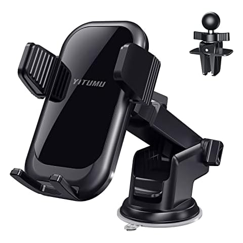 Car Phone Mount, [Thick Case & Big Phones Friendly] Air Vent Long Arm Suction Cup Phone Holder for Car Dashboard Windshield Universal Cell Phone Holder Compatible with All Mobile Phones Cover