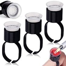 Ink Ring Cups - 50Pcs Pigment Rings Microblading Pigment Glue Rings with Sponge Ink Cups Caps Permanent Makeup Tattoo Eyelash Eyebrow Extensions Medium Holder for Microblading Supplies