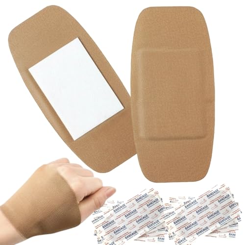 Geiserailie 24 Pcs Extra Large Flexible Adhesive Bandages Sterile Fabric Bandages with Non-Stick Pad Latex Painless Removal for Wound Care and First Aid(6 x 3 Inch,Rectangle)