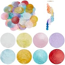 WEBEEDY 160 PCS 8 Colors Capiz Shells 2 Inch Round Shells Pieces Natural Sea Shells with 2 Holes for DIY Crafts Jewelry Making Wind Chimes Wall Art Christmas Birthday Party Decoration