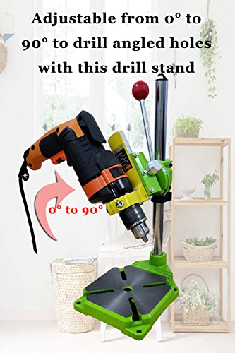 Vertical Drill Stand, Spindle Collar Diameter 38mm-43mm, Attachable to Electric Drills, 2.5 Inch Mivis with Vise, 90 Degree Adjustable Electric Drill Stand (with Vise)