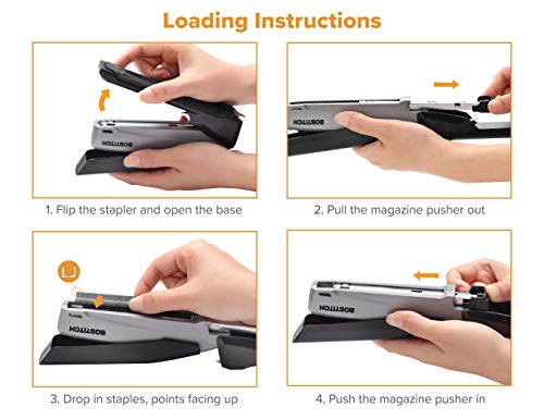 Bostitch Executive 3 In 1 Stapler, Includes 210 Staples And Integrated Staple Remover, One Finger Stapling, No Effort, 20 Sheet Capacity, Spring Powered Stapler, Black/Gray (Inp20) #TOP7
