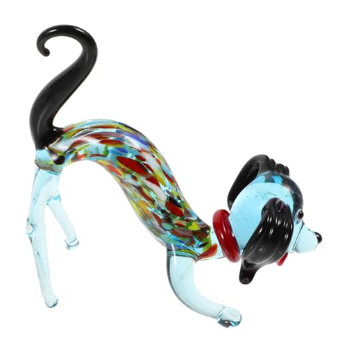 DOITOOL Figura de Perro Salchicha de Cristal Azul Adorno Decorativo para Hogar y Oficina Figura de Animal en Miniatura de Vidrio Fácil de Limpiar Obsequio Infantil para Cumpleaños