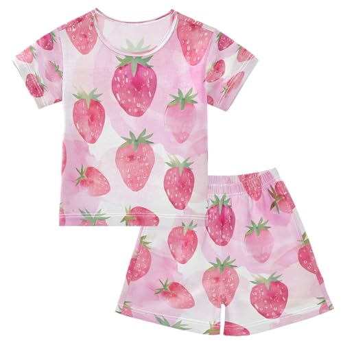 senya Short Sleeve Pajamas Sets Summer Cotton Sleepwear Strawberry Pink