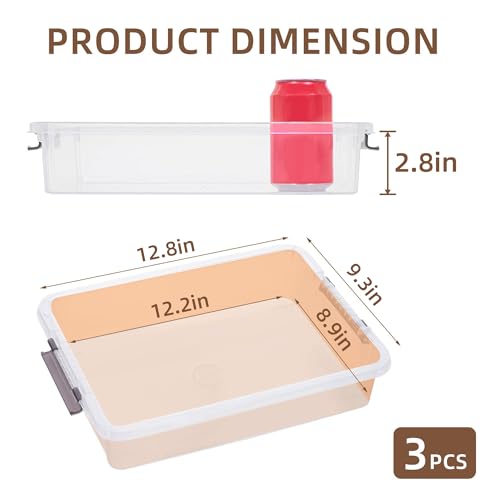 Image of Citylife 3 PCS Plastic Storage Bins with Latching Lids Portable Project Case Clear File Box Stackable Storage Containers for Organizing A4 Paper, Photo, Document, Scrapbook
