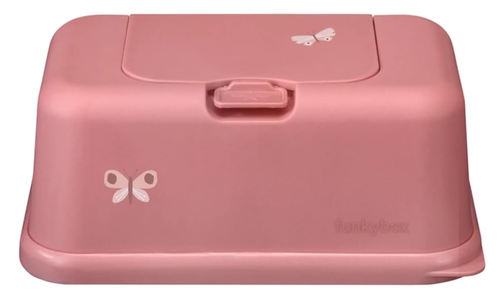Funkybox Aufbewahrungsbox für Feuchttücher, neutrales schönes Design, perfekt fürs Badezimmer, den Wickeltisch und unterwegs (Schmetterling, Groß)