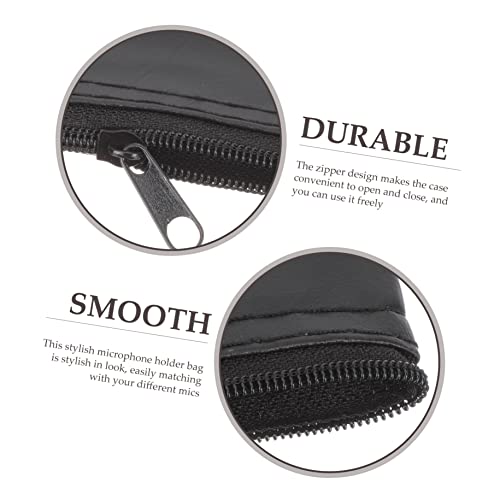 Milisten Leather Bag 8 Pcs Mic Portable Storage Travel Microphones Carry Pouch Bag Leather Black Shockproof Vocal Protector For Carrying Hard With Outdoor Zipper Microphone Case Wireless Microphones #TOP1