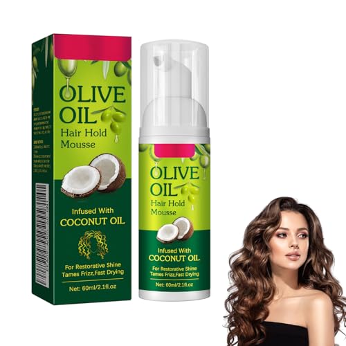 Olive Oil Mousse Modella, Mousse Di Schiuma Per Capelli All’Olio D’Oliva, Modellante Volumizzante per Ricci Definiti e Controllo Effetto Crespo a Lunga Durata