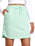 CRZ YOGA Comfy Cotton Sweat Skirts for Women 17'' Linerless Casual Work Lounge Athletic Jersey Skirt with Pockets Mint Moment Small
