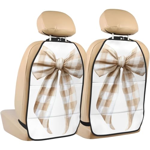 Protectores de patadas para asiento de coche beige con bolsillos de almacenamiento