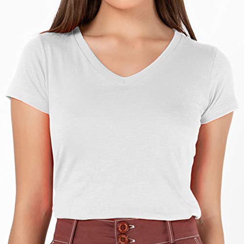 Blusa Feminina Básica Comfort Gola V Branca