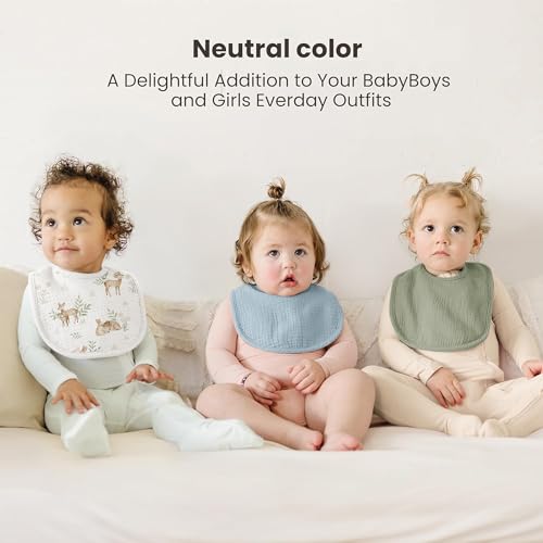 Image of Konssy 10-Pack Muslin Baby Bibs for Drooling and Teething