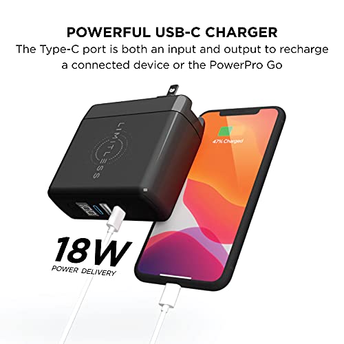Limitless Powerpro Go 10,000Mah Power Bank 3-In-1 Wall Charger With Type-C Power Delivery, Usb-A, & Qi Wireless Charging, Digital Display & Fast Charging For Iphone Android, Samsung (Black) #TOP3