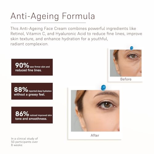 Image of COAL Clean Beauty Anti-Ageing Face Cream with Retinol & Alpha Arbutin | Slows Premature Ageing & Reduces Fine Lines and Wrinkles| Women | All Skin Types | 50g