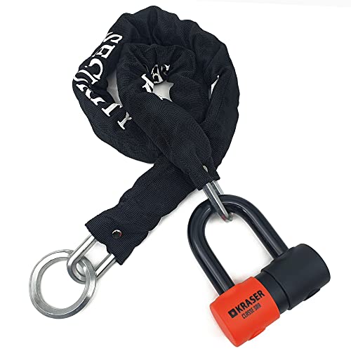 KRASER KR50+120L Antivol Moto Bloque Disque Homologué SRA | Robust Mini U Ø18 Acier Cémenté Double Verrouillage + Chaine Ø10 Haute Sécurité,...