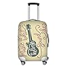 Koffer Hoes Voor Koffer,Reisbagage Cover Vintage Kaki Gitaar Muzieknoot Print Kofferbeschermer Dikker Elastische Spandex Trolley Case Beschermhoes Past Op 18 Tot 32 Inch Bagage, S (Past Op 18″, 21″