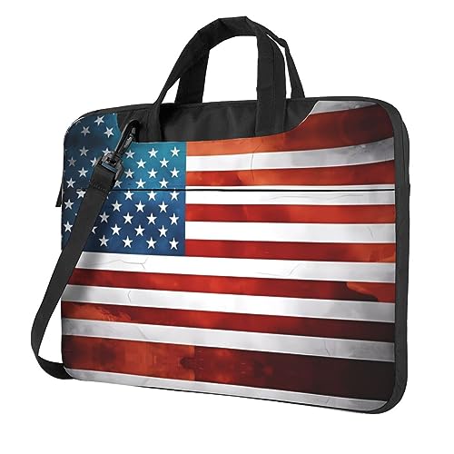 Sac à bandoulière pour ordinateur portable 15 pouces en tissu Oxford doux motif drapeau américain