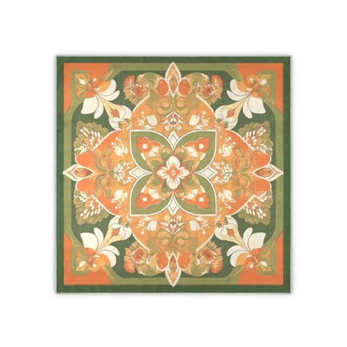 Vintage Flower Pattern Orange and Green silk scarf scarves and wraps Long and large silk scarf for indian for head chales para mujer