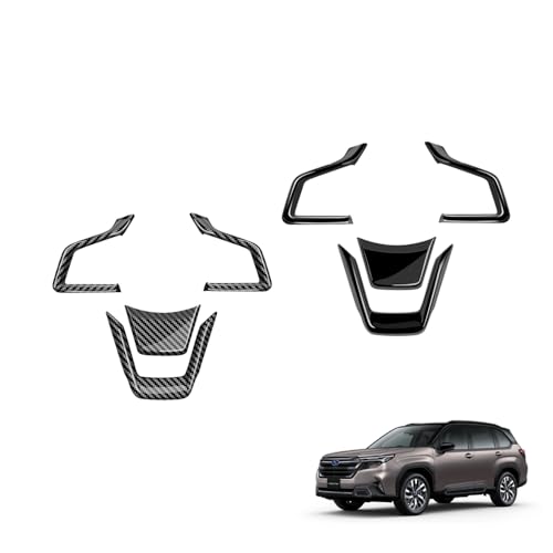 TARCELL 新型 フォレスター SL系 アクセサリー ステアリングガーニッシュ ハンドルガーニッシュ ステアリングスイッチカバー インテリアパネル ABS製 車種専用設計 FORESTER SL型 内装 カスタムパーツ「4p・カーボン調」