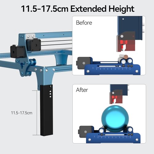 Creatorally Rotationswalze für Lasergravierer, Rotary Roller mit 17,5 cm Höhenvergrößernde Säule, Gravur Hilfsmodul 360° Y-Achse für Laser Tasse, Zylindrisches Objekt