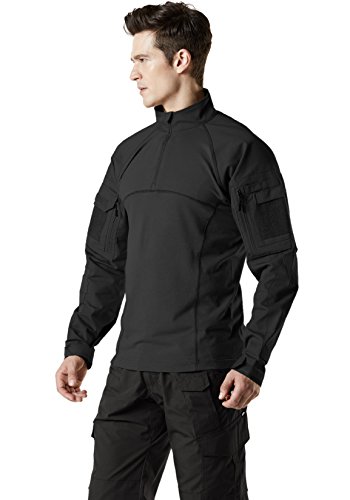 Camisa de combate masculina CQR tática 1/4 zíper ataque manga longa militar BDU camuflagem EDC top,
