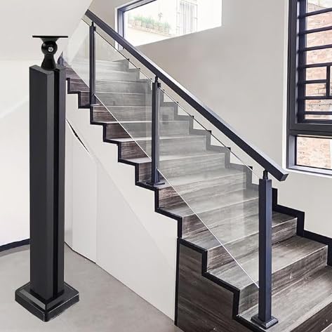 Système de balustrade en métal trempé et poteau central pour garde-corps