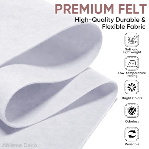 Image of Soft Felt Fabric Sheet 18 inch x 36 inch, 1.6mm Acrylic Craft Felt, White | Soft Thick Felt by The Yard, Large Precut Sheet, Nonwoven Fabric for Sewing DIY Crafts, Classroom & Home Decor