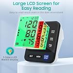 Blood Pressure Monitor for Home Use, Automatic Blood Pressure Machine with 3-Color Backlit Hypertension Display, 2x99 Memory with Upper Arm Large Cuff 22-42cm Black