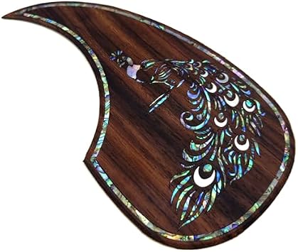 Acoustic Guitar Pickguard Solid Wood Pick Guard Anti-scrape Plate Inlaid Abalone Flower Self-adhesive for Martin D-45 and Taylor Acoustic Guitar 26