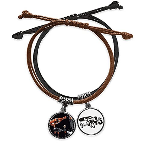 Bracelet en cuir minibus et cordon pour bouteille en verre