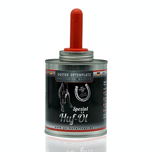 Gustav Optenplatz Huföl für Pferde - Spezial Huföl mit Pinsel zur täglichen Hufpflege bei sprödem und brüchigem Horn, Pferdepflege - Huföl, Anti-Doping (400ml) Cover