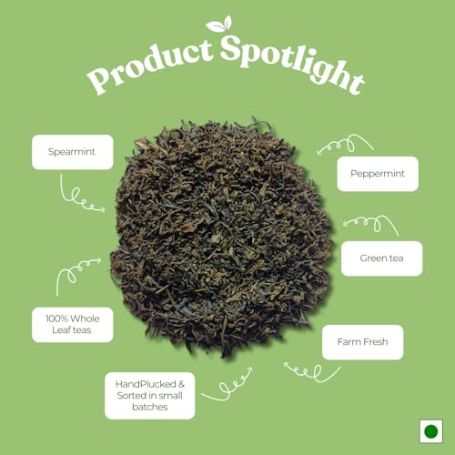 Image of LLUVIA TEA Spearmint Green Tea (50g) | Supports PCOD /PCOS, Hormonal Balance & Facial Hair | Herbal Loose Leaf Tea | Caffeine-Free | Antioxidant-Rich, Stress Relief & Refreshing