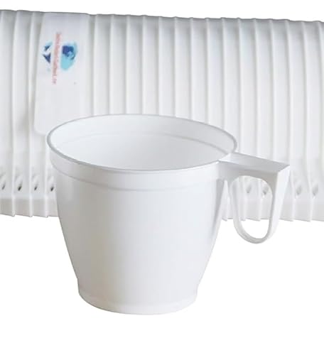 Gastro-Bedarf-Gutheil 120 Kaffeebecher Einweg Kaffeetassen Plastik mit Henkel Weiß