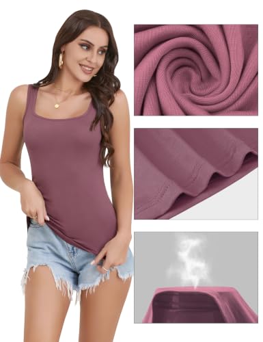 Image of BQTQ 5 Pcs Women's Square Neck Tank Tops Sleeveless Undershirt Basic Tanks