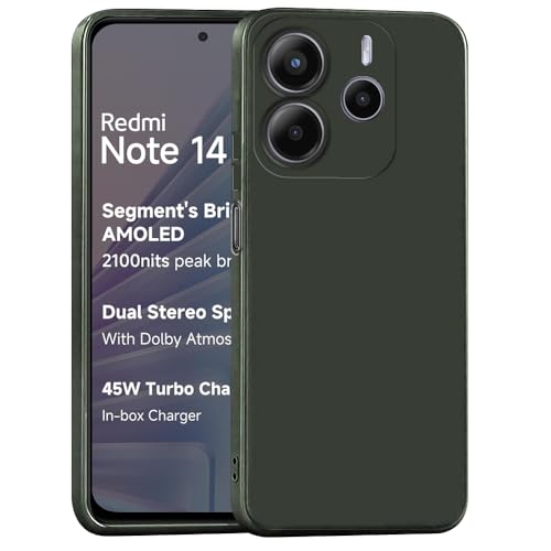 Image of Back Cover for Mi Redmi Note 14 5G | Full Camera Protection | Premium Liquid Silicon Case | Flexible Bumper Case for Mi Redmi Note 14 5G (Military Green)