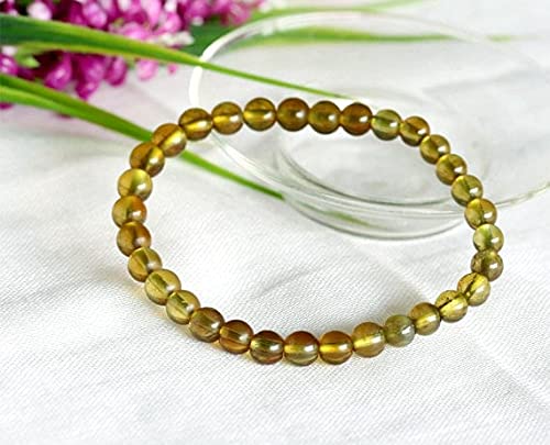 Bracelet en tourmaline oeil de chat vert olive perles 5.5mm LKBEADS