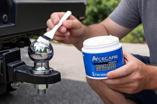 Image of ACECARE 5oz Trailer Hitch Lubricant with 1 PCS of Hitch Ball Cover - Reduces Friction & Wear on Balls, Pins, Locks | Essential Camper & Travel Accessory (5oz Grease+Hitch Ball Cover2-5 /16'')