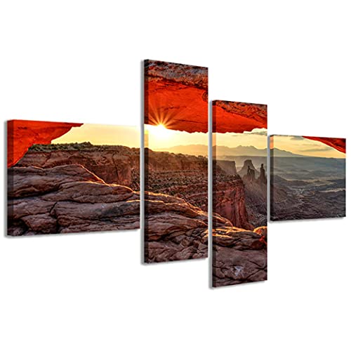 Stampe su Tela Cuadro sobre Lienzo, Paisaje 015, impresión Moderna en 4 Paneles, ya enmarcados, Canvas, Listo para Colgar, 200x100cm Cover