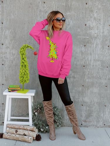 Christmas Sweatshirts for Women Funny Christmas Tree Xmas Cute Graphic Long Sleeve Shirt
