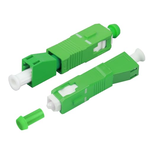 Solryn 2 Piezas Adaptador de Fibra Óptica SC/APC Macho a LC/APC Hembra, Acopladores Monomodo Simple Fibra Óptica, Compatible con Conversión de Interfaz, Empalme, Latiguillo, Verde