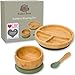 Produktbild Bubba Bear Baby Set mit Saugnapf-Schüssel, Standfeste Saug-Fütter-Teller und Löffel für Babys & Kleinkinder | kostenloses E-Book: der Bubba Bear Weaning | aus natürlichem bamboo Grün