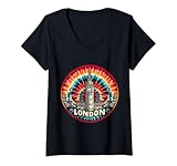 Womens Fun Tie Dye London V-Neck T-Shirt
