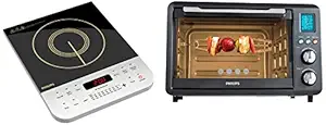 Philips 36-Litre Digital Oven Toaster Grill, 2000W&Philips Viva Collection 2100-Watt Induction Cooktop wi